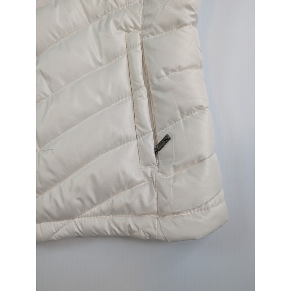 YMI Womens Off White Chevron Quilted Hooded Puffer Jacket J633 Large - Picture 9 of 9